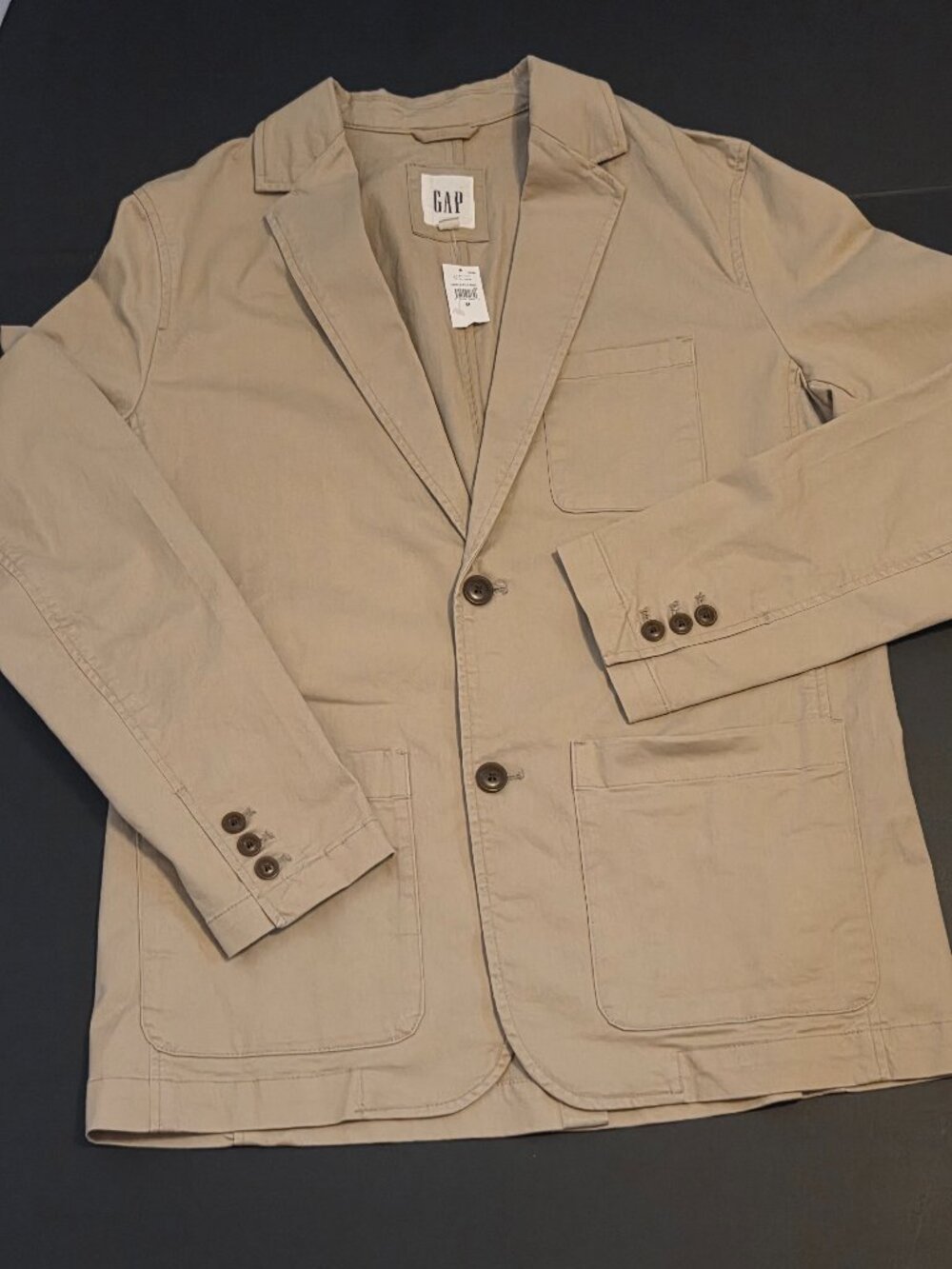 NWT GAP Women's Stretch Twill Blazer Jacket Tan Beige Size M 98% Cotton